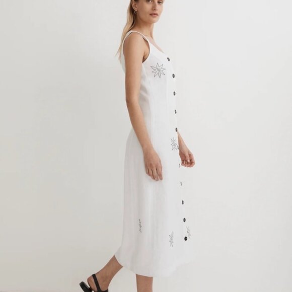 NWT Madewell Button-Front Midi Dress in 100% Linen 2 - Picture 4 of 9